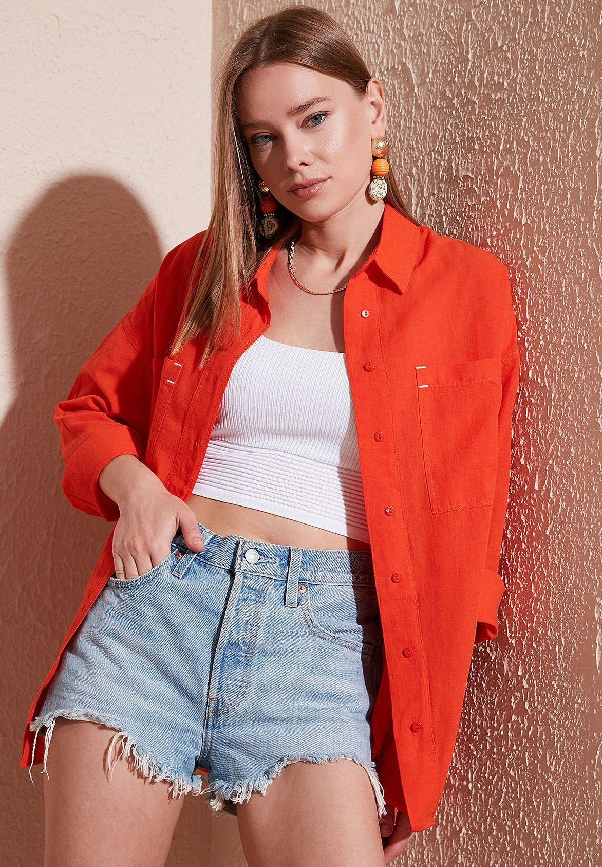 LELA Loose Fit - Overhemdblouse - Orange - Afbeelding 6