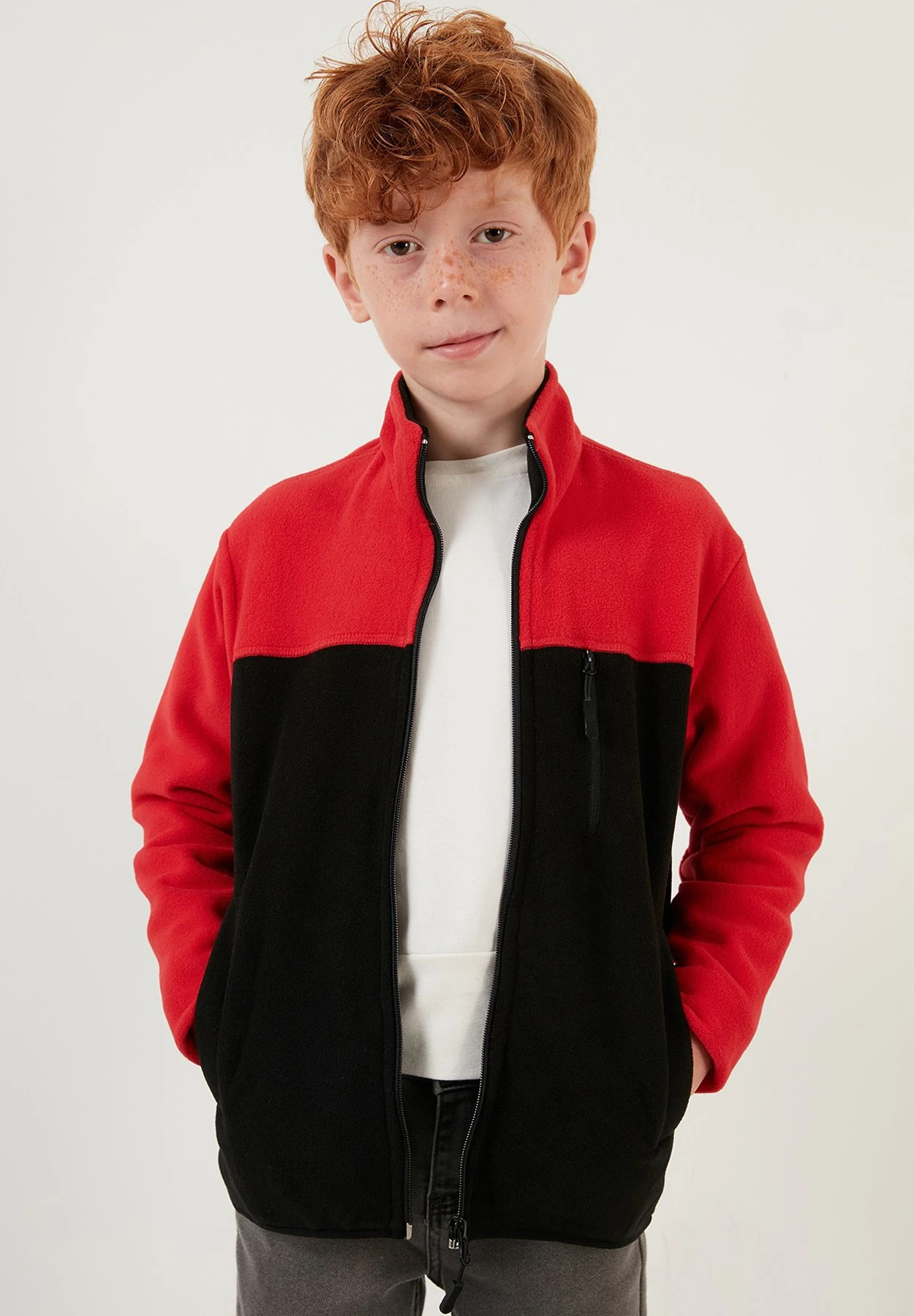 LELA Regular Fit - Sweater Met Rits - Red Black - Afbeelding 2