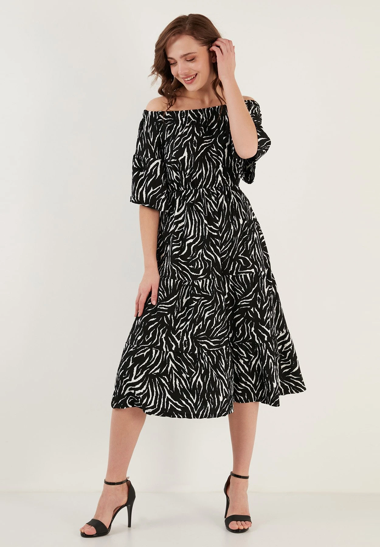 LELA Slim Fit - Jurk - Metallic Black