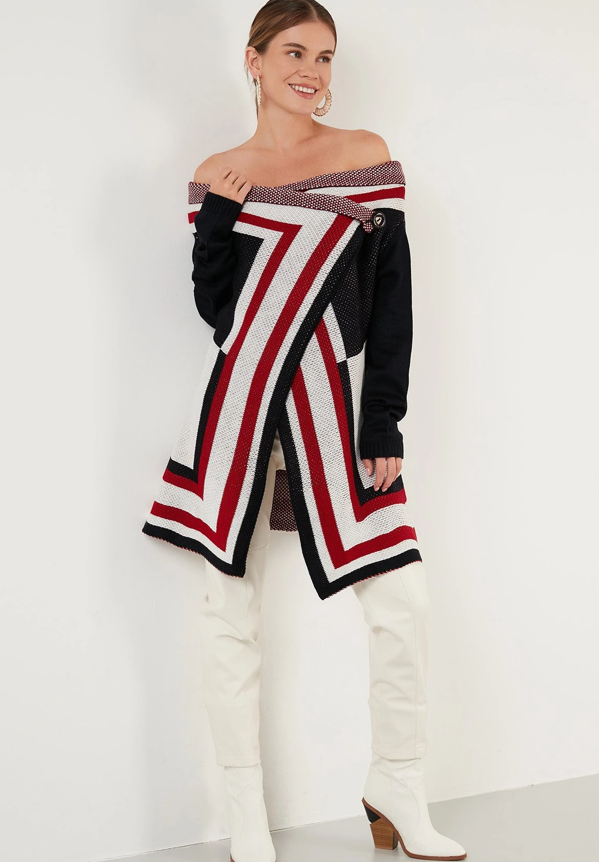 LELA Regular Fit - Vest - Dblue/Ecru/Red - Afbeelding 2