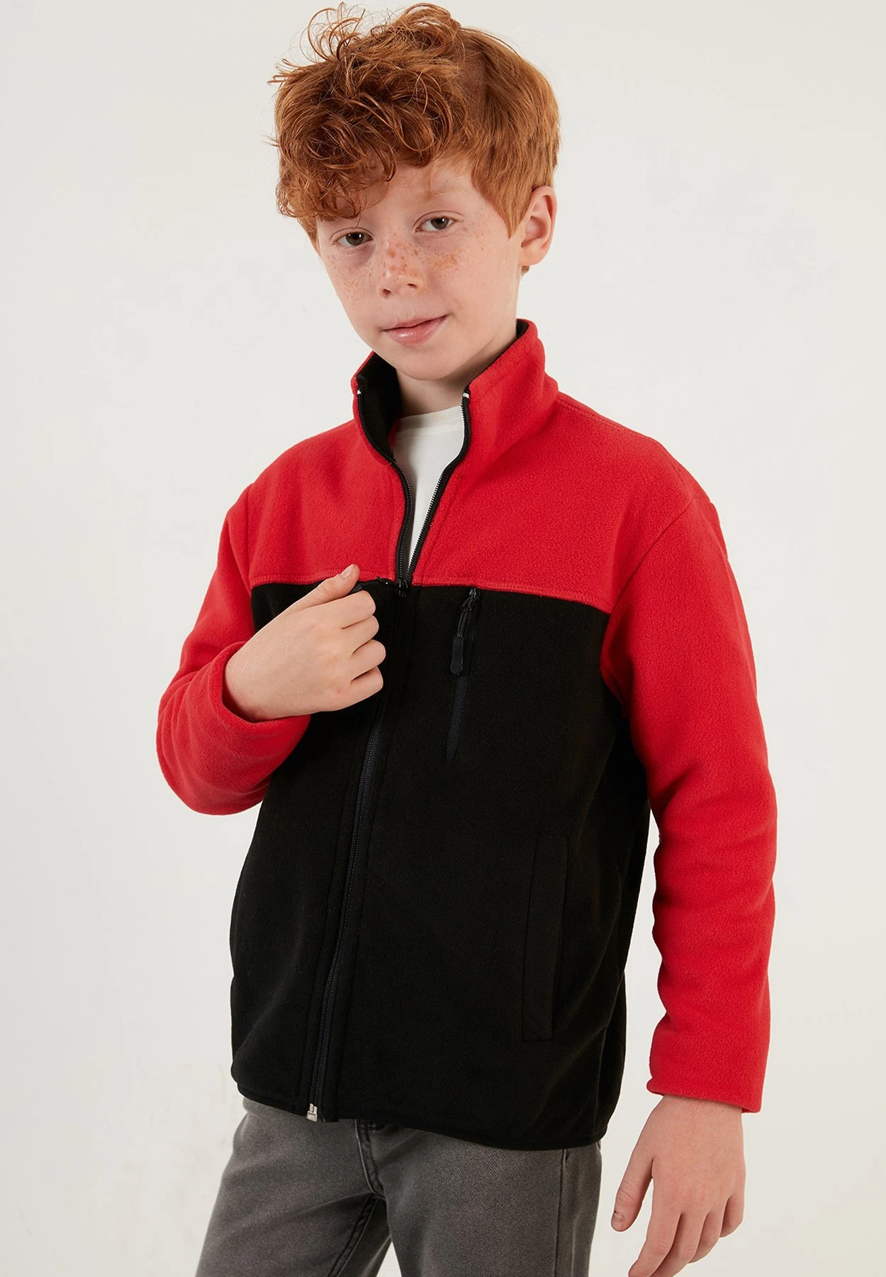 LELA Regular Fit - Sweater Met Rits - Red Black - Afbeelding 4