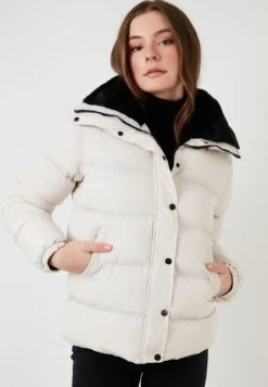 LELA High Collar Inflatable - Winterjas - Stone Colored