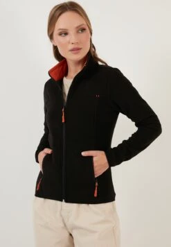 LELA High Collar Zipper- Fleecejas - Black