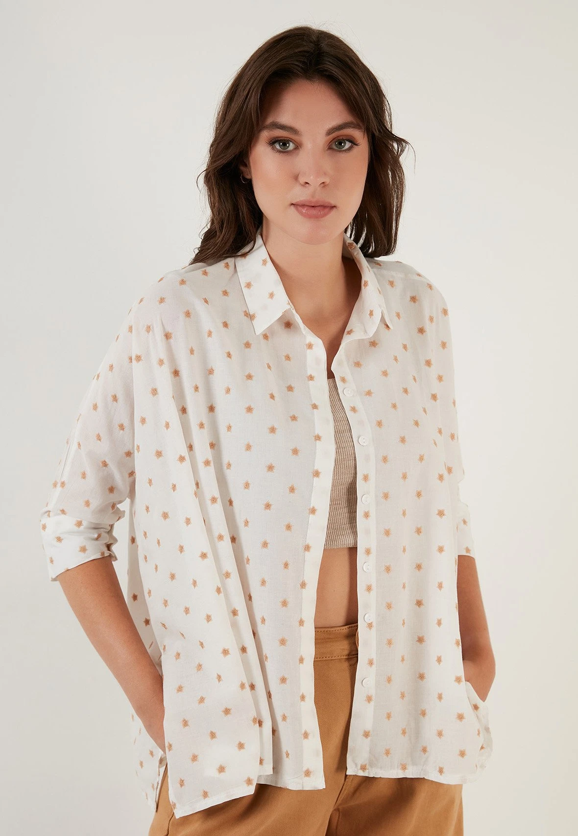 LELA Overhemdblouse - Camel - Afbeelding 4