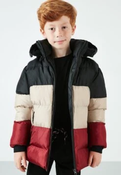 LELA Removable Hooded Inflatable - Winterjas - Black-Stone Color-Bordeaux