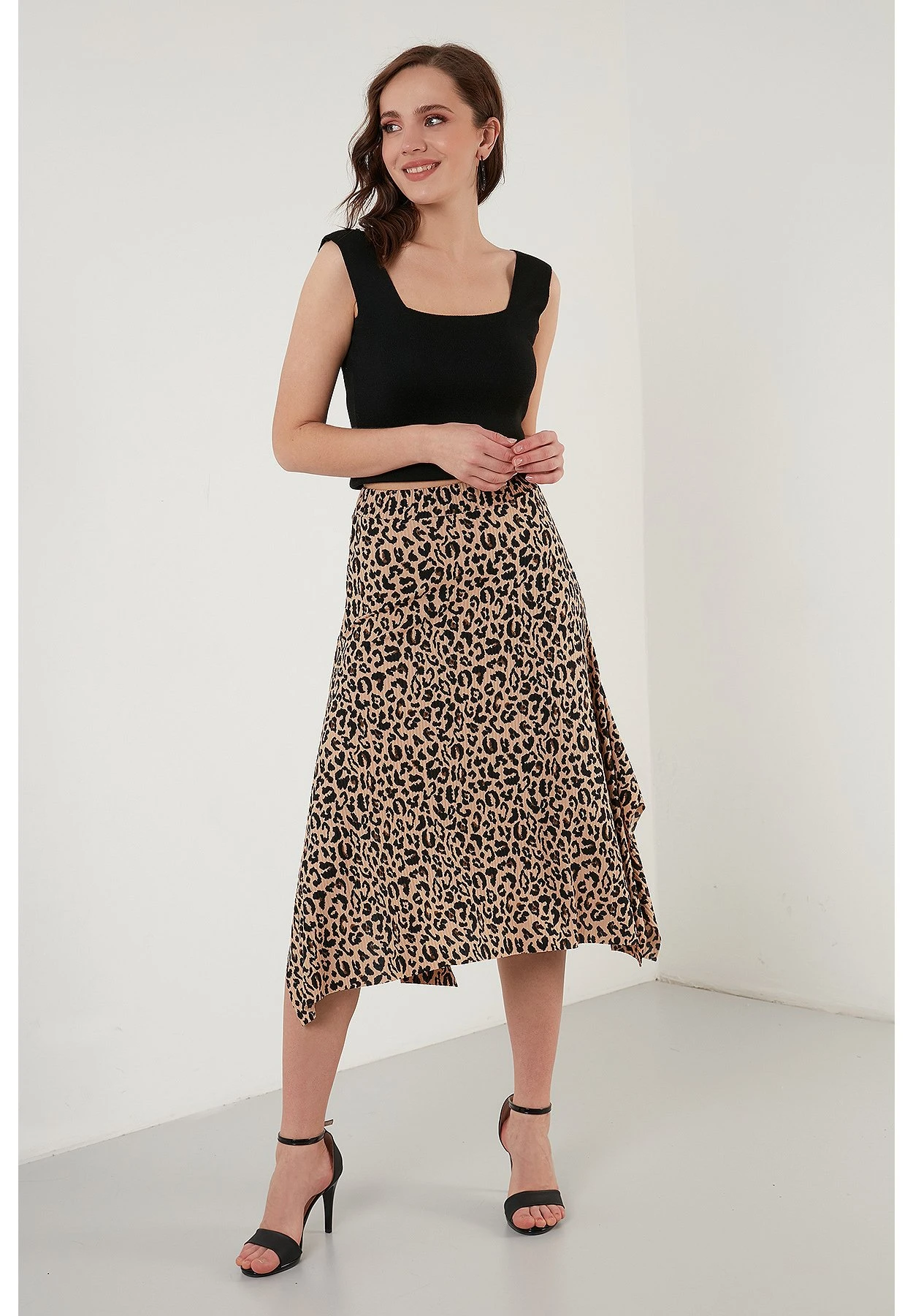 LELA Midi- A-Lijn Rok - Leopard