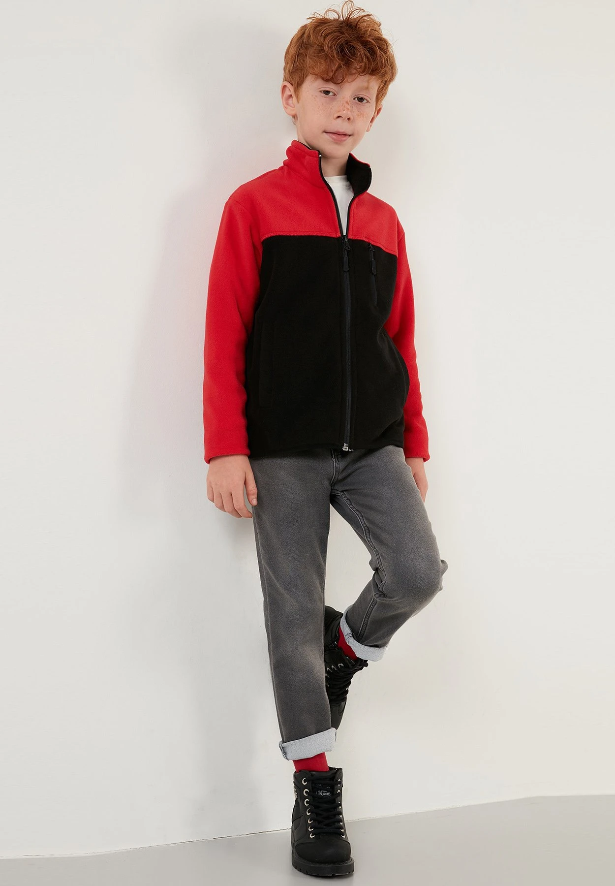 LELA Regular Fit - Sweater Met Rits - Red Black - Afbeelding 6