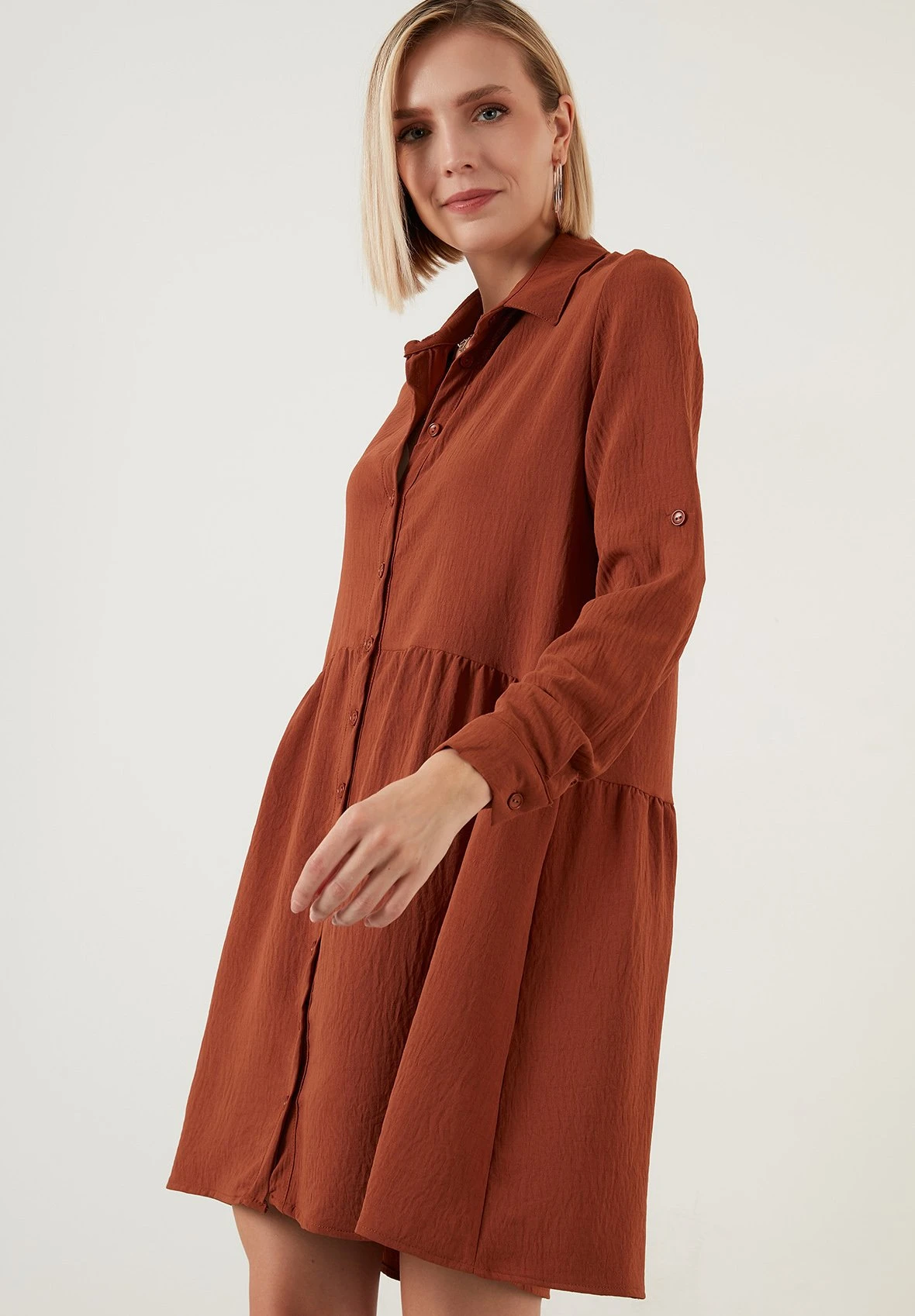 LELA Regular Fit - Blousejurk - Brick Red - Afbeelding 4