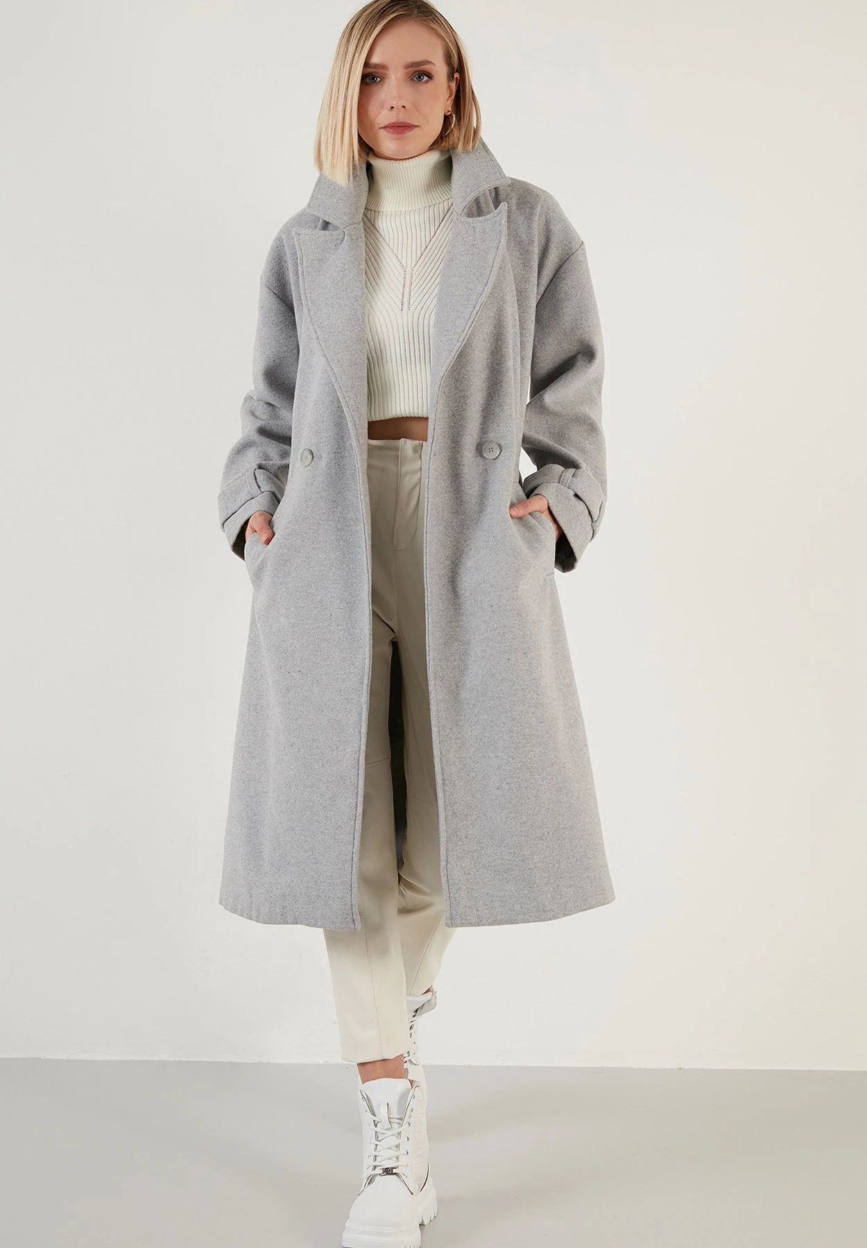LELA Regular Fit - Trenchcoat - Grey Melange - Afbeelding 4
