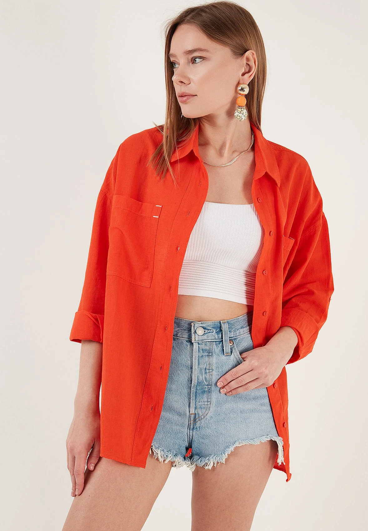 LELA Loose Fit - Overhemdblouse - Orange - Afbeelding 5
