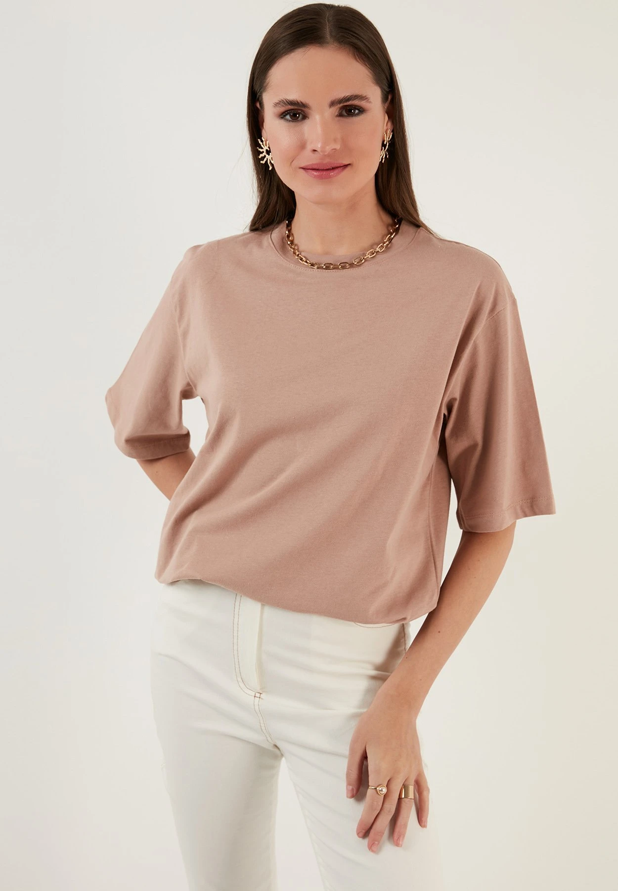 LELA Loose Fit - T-Shirt Basic - Biscuit - Afbeelding 3