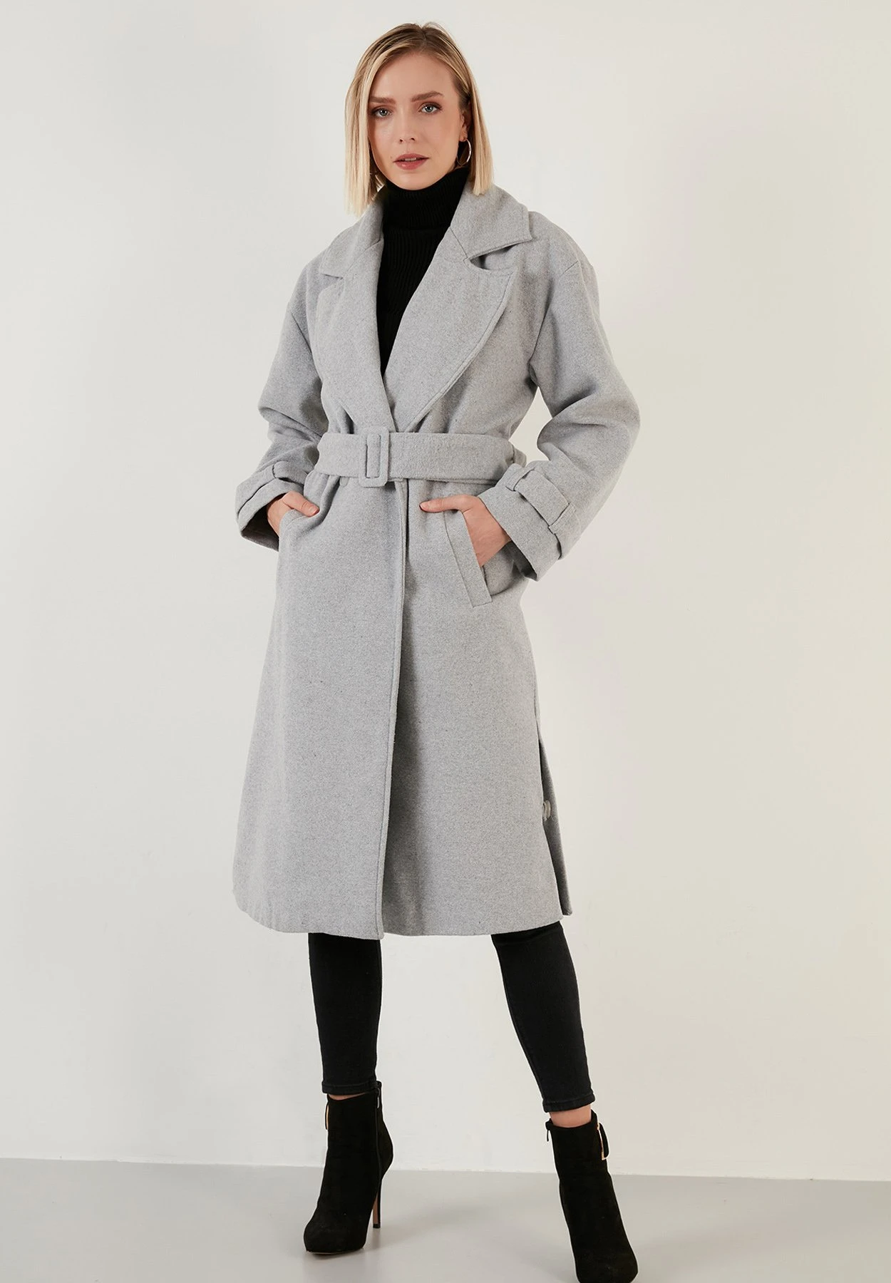 LELA Regular Fit - Trenchcoat - Grey Melange - Afbeelding 2
