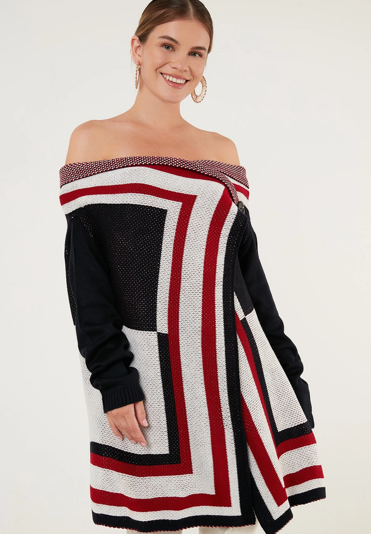 LELA Regular Fit - Vest - Dblue/Ecru/Red - Afbeelding 4