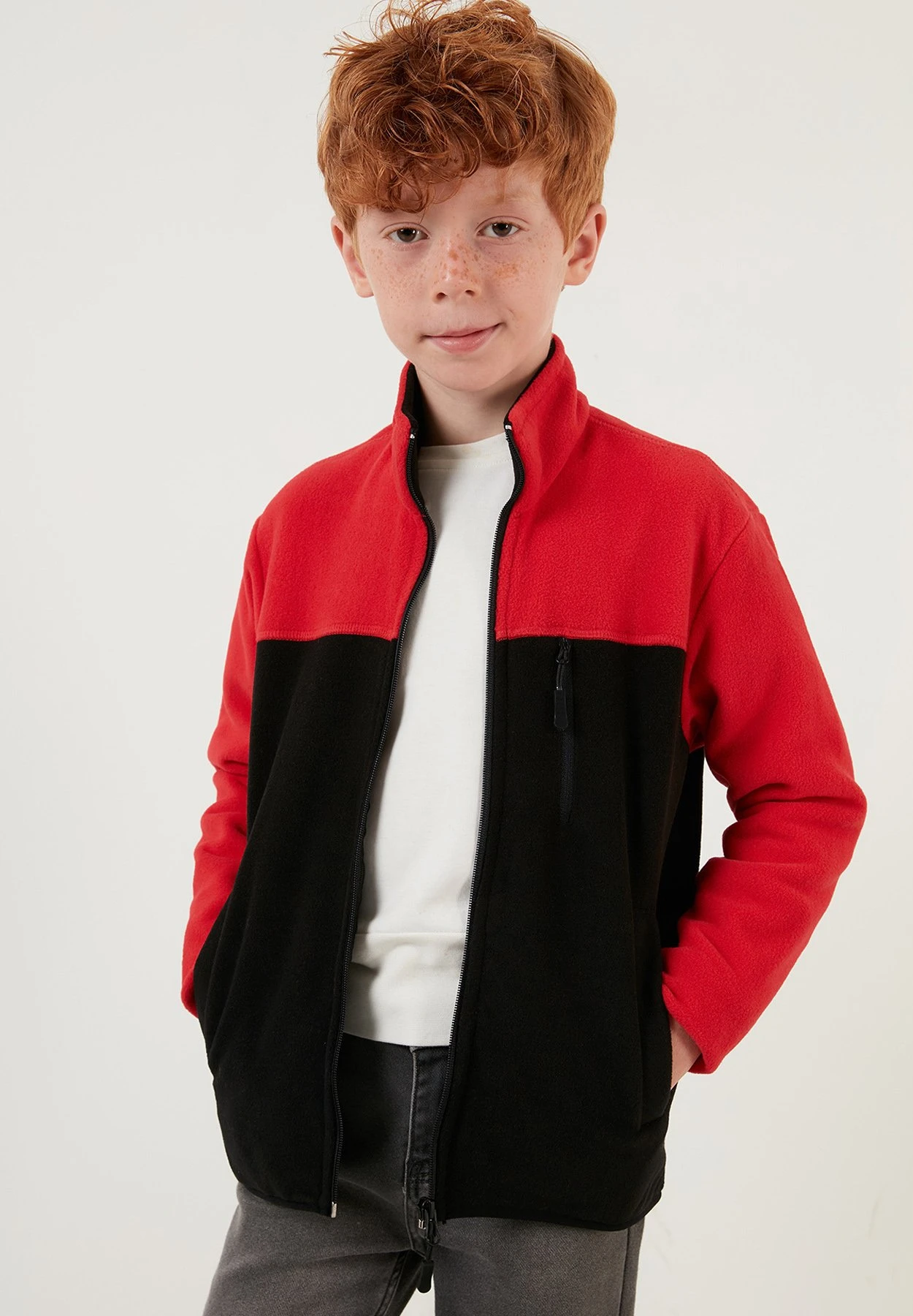 LELA Regular Fit - Sweater Met Rits - Red Black - Afbeelding 5