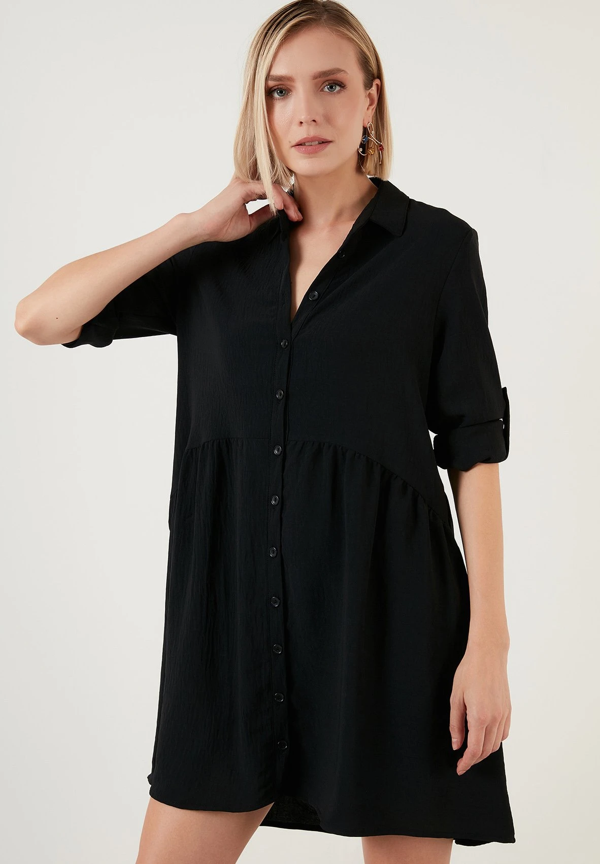 LELA Regular Fit - Blousejurk - Black