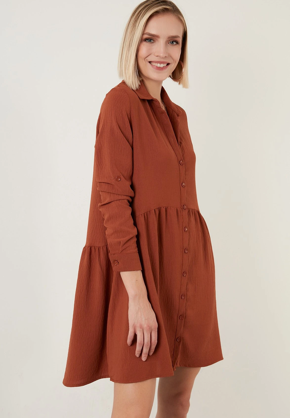 LELA Regular Fit - Blousejurk - Brick Red - Afbeelding 5