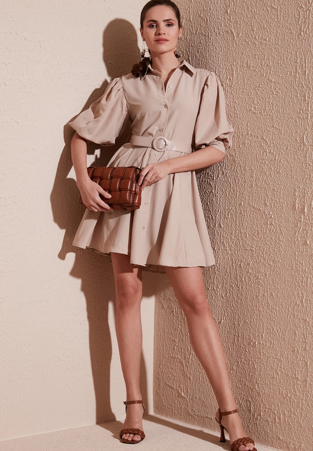 LELA Regular Fit - Blousejurk - Stone - Afbeelding 5